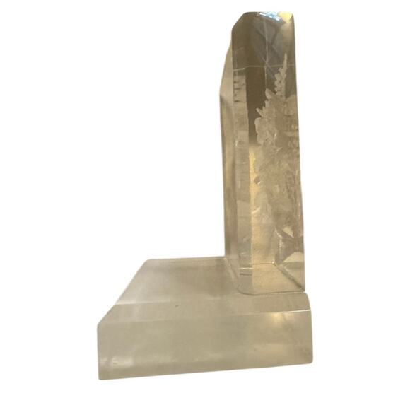 Vintage MCM Midcentury Modern Glass Lucite Flowers Book End Bookend Cottagecore - Picture 4 of 7
